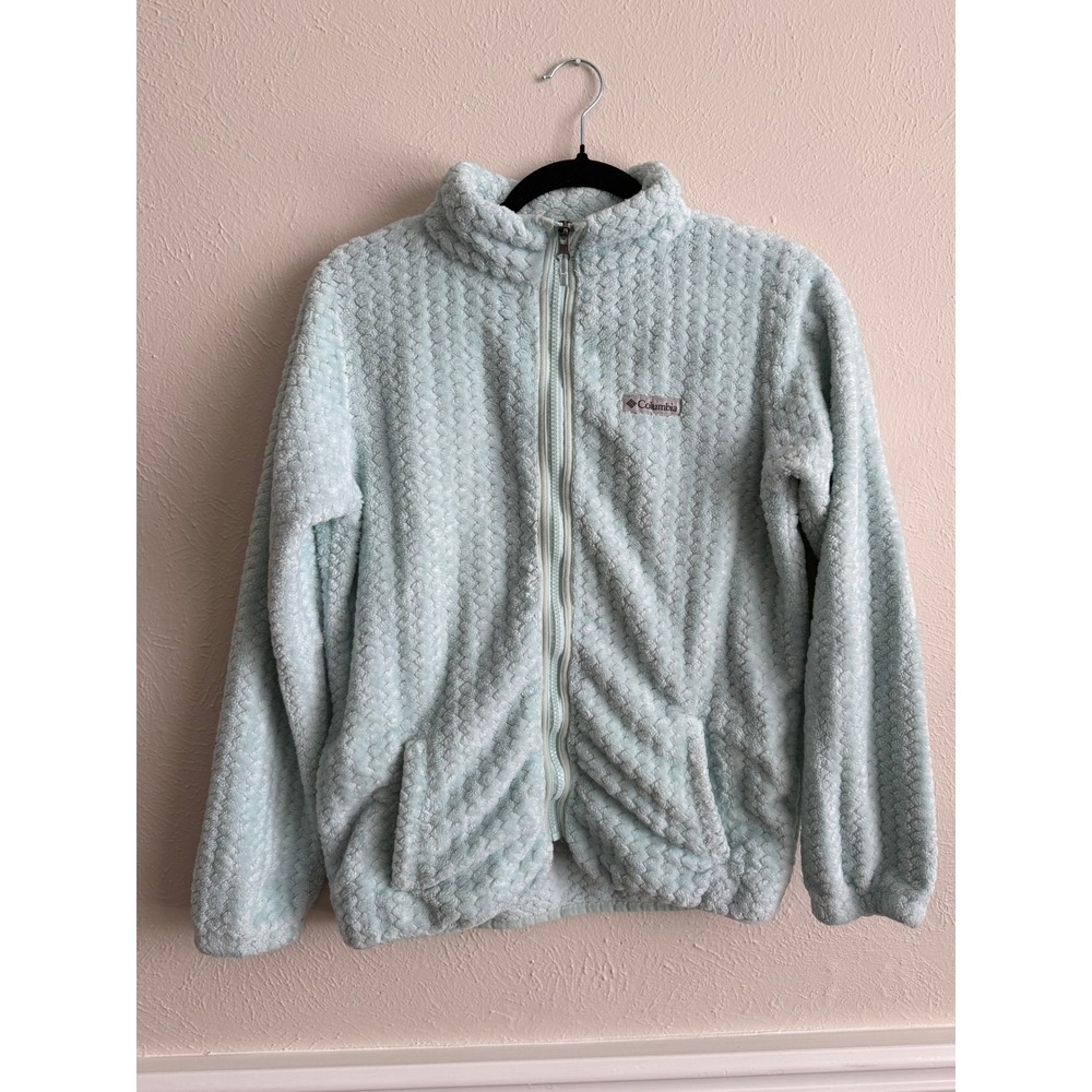 Columbia Girls XL 18/20 Fleece Jacket Mint Green Full Zip Pebbled Sherpa Coat